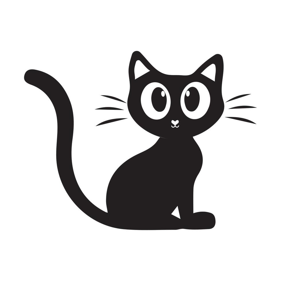 Simple design of a sleek black cat with curled tail vector