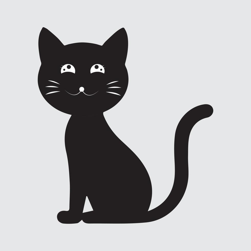 Playful black cat illustration with curious pose vector
