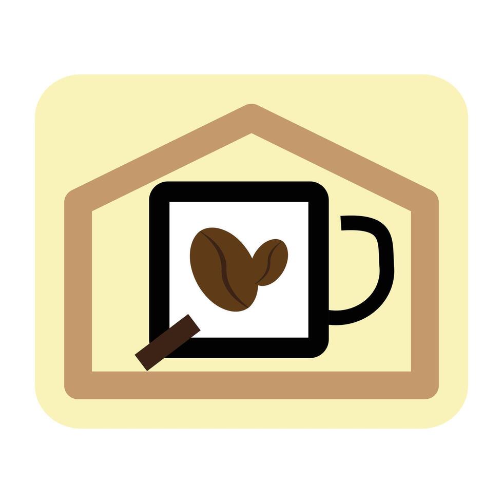 Coffee shop branding icon with cup, bean, and home vector