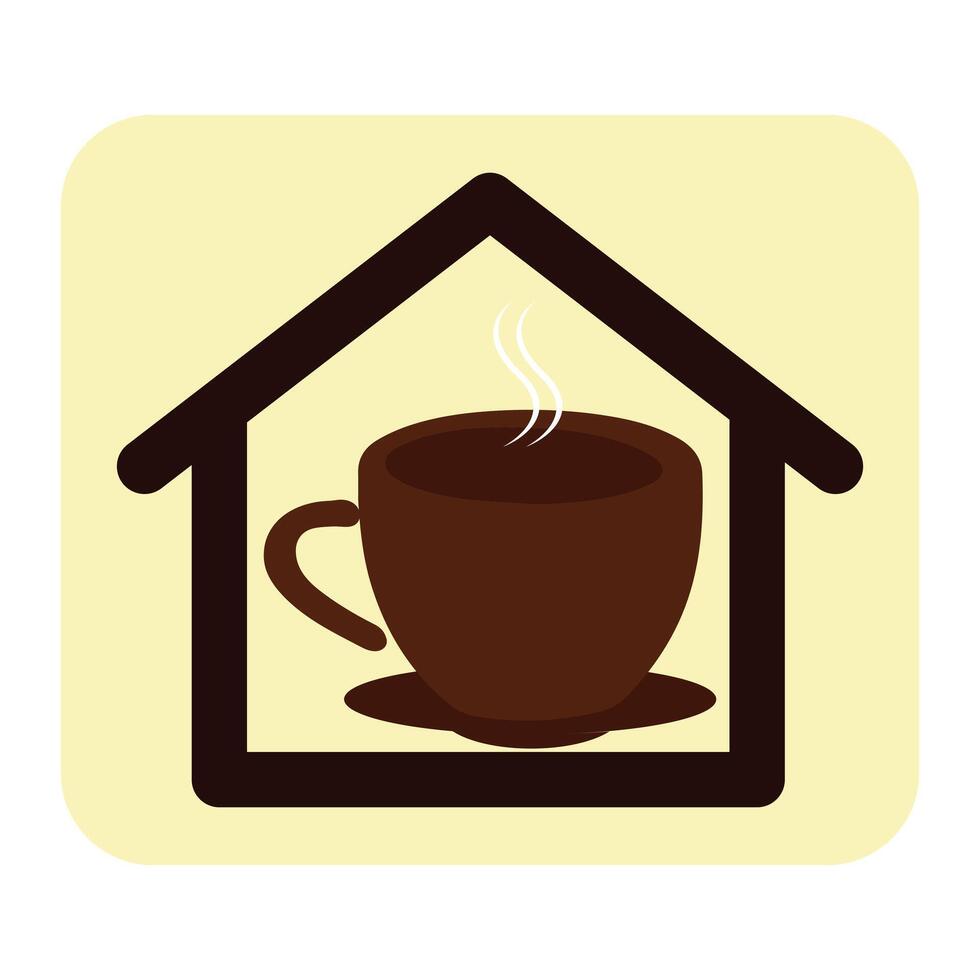 Steaming cup and home logo design for a coffee business vector