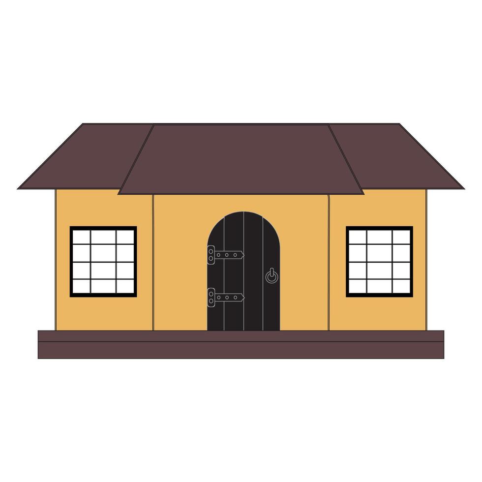 Small House Illustration with Arched Door vector