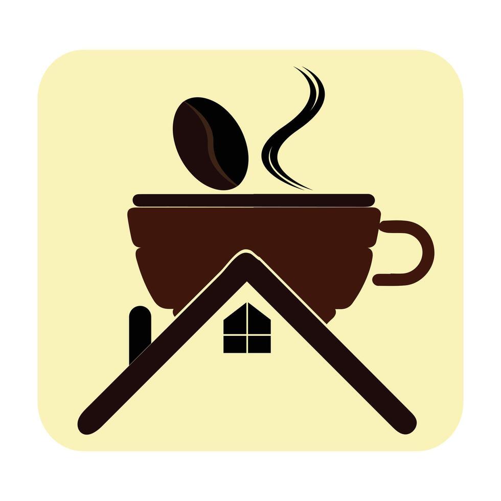 Minimalist coffee shop logo with cup and coffee bean vector