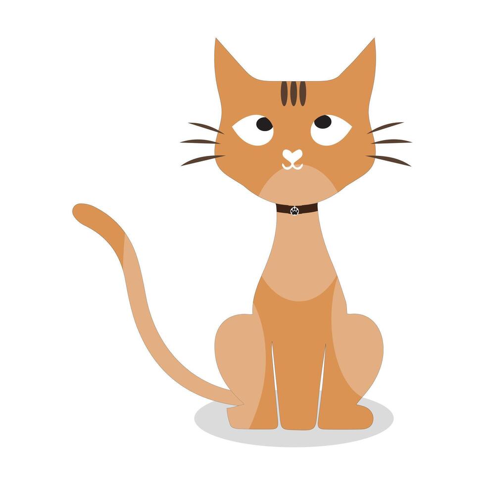 Expressive cartoon cat illustration in flat style vector