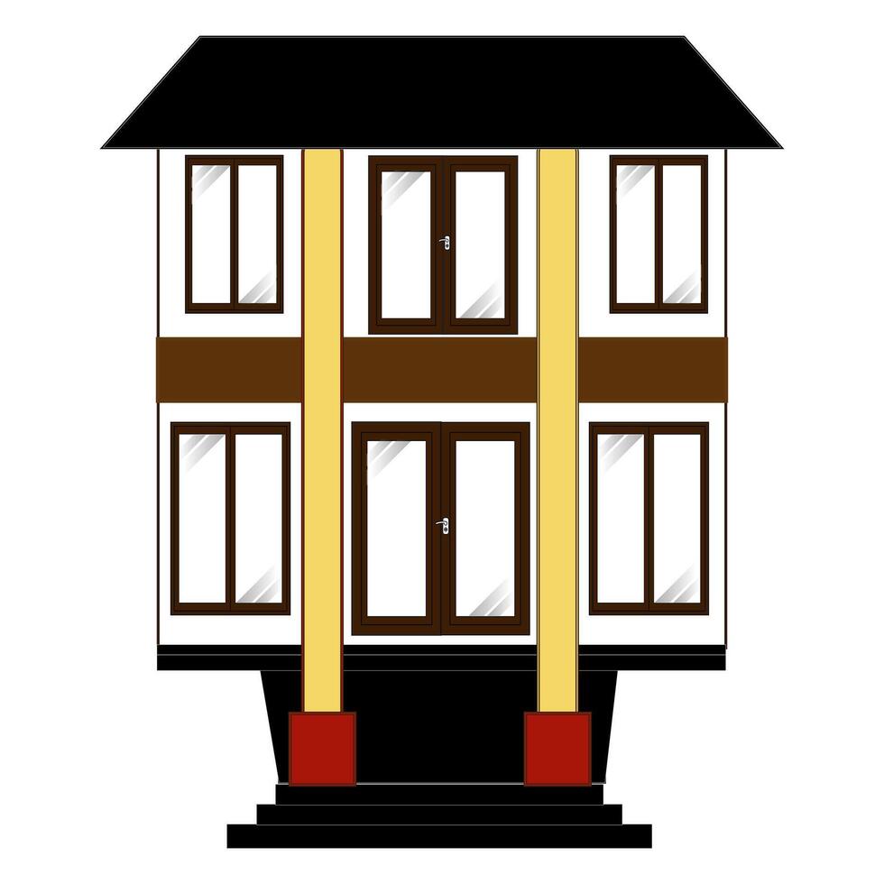 Modern Home with Large Windows and Black Roof vector