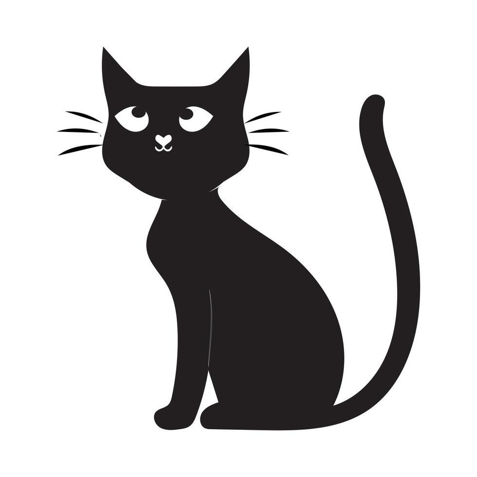Elegant black cat illustration art with soft features vector