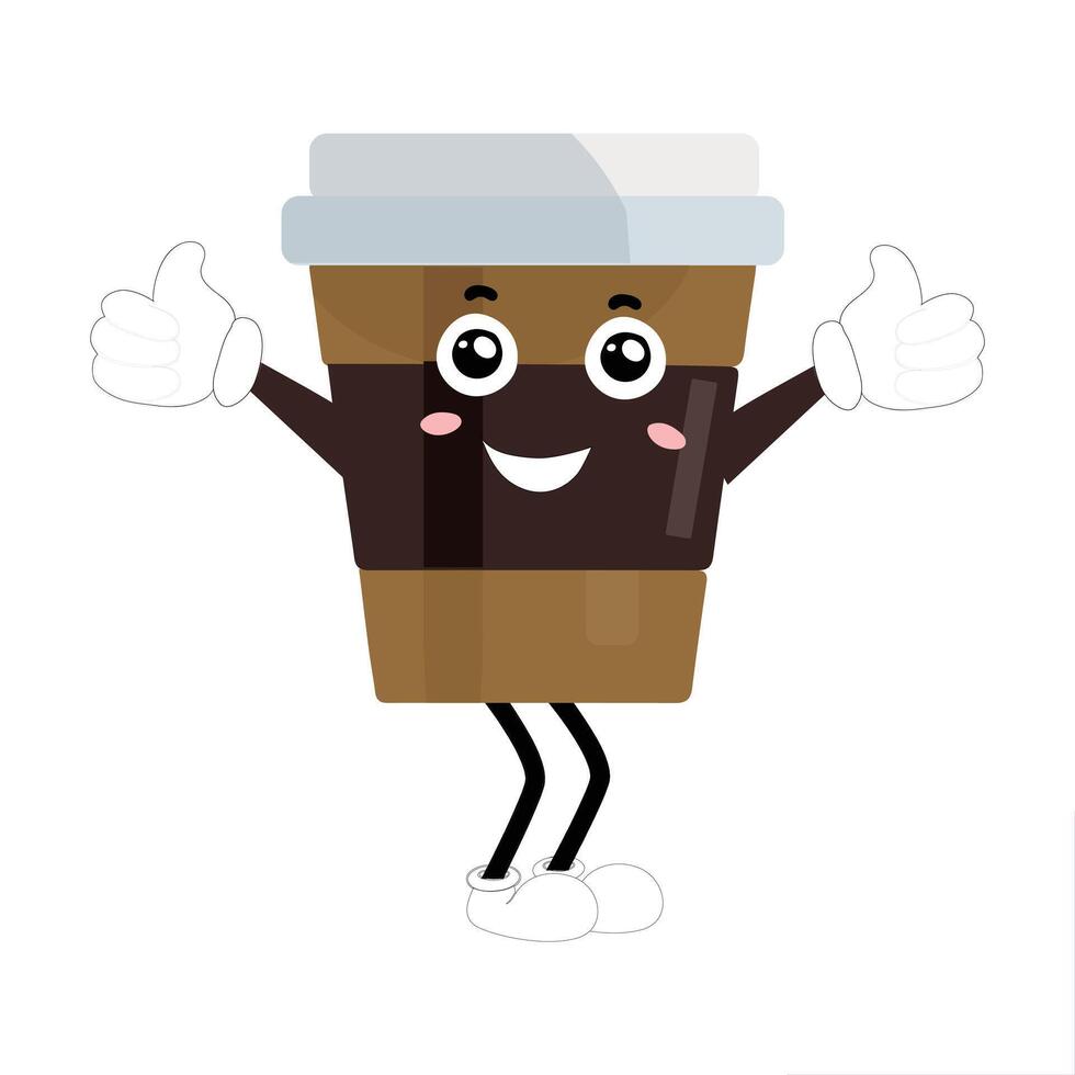 Cute Coffee Mug Mascot with Playful Attitude vector