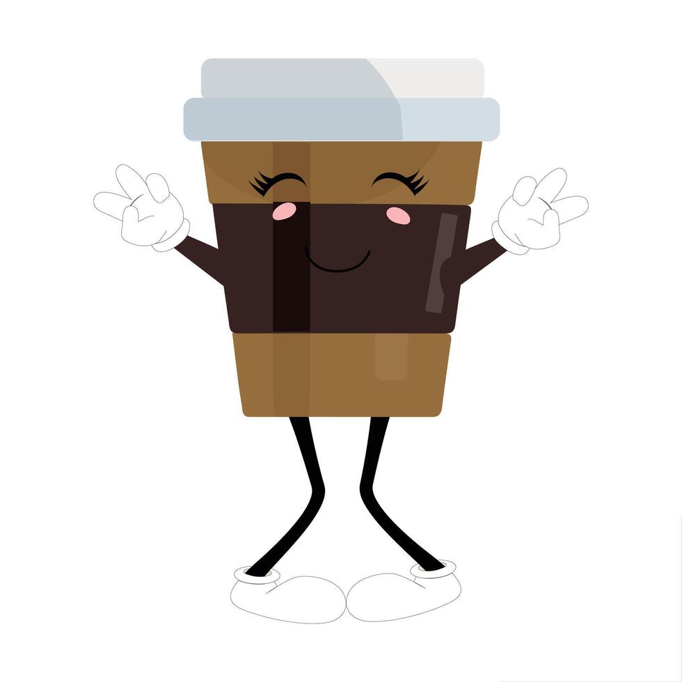 Cartoon Coffee Cup Giving a Thumbs Up vector