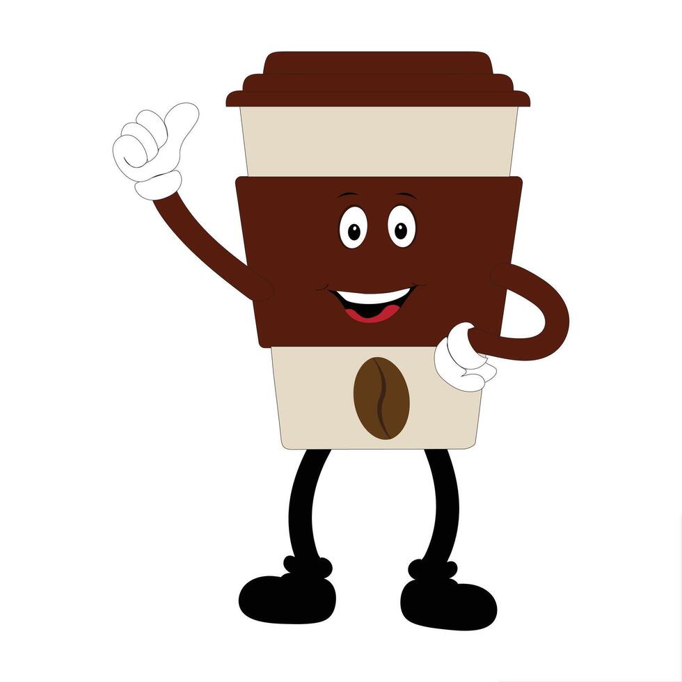 Coffee Cup Mascot with Friendly and Playful Look vector