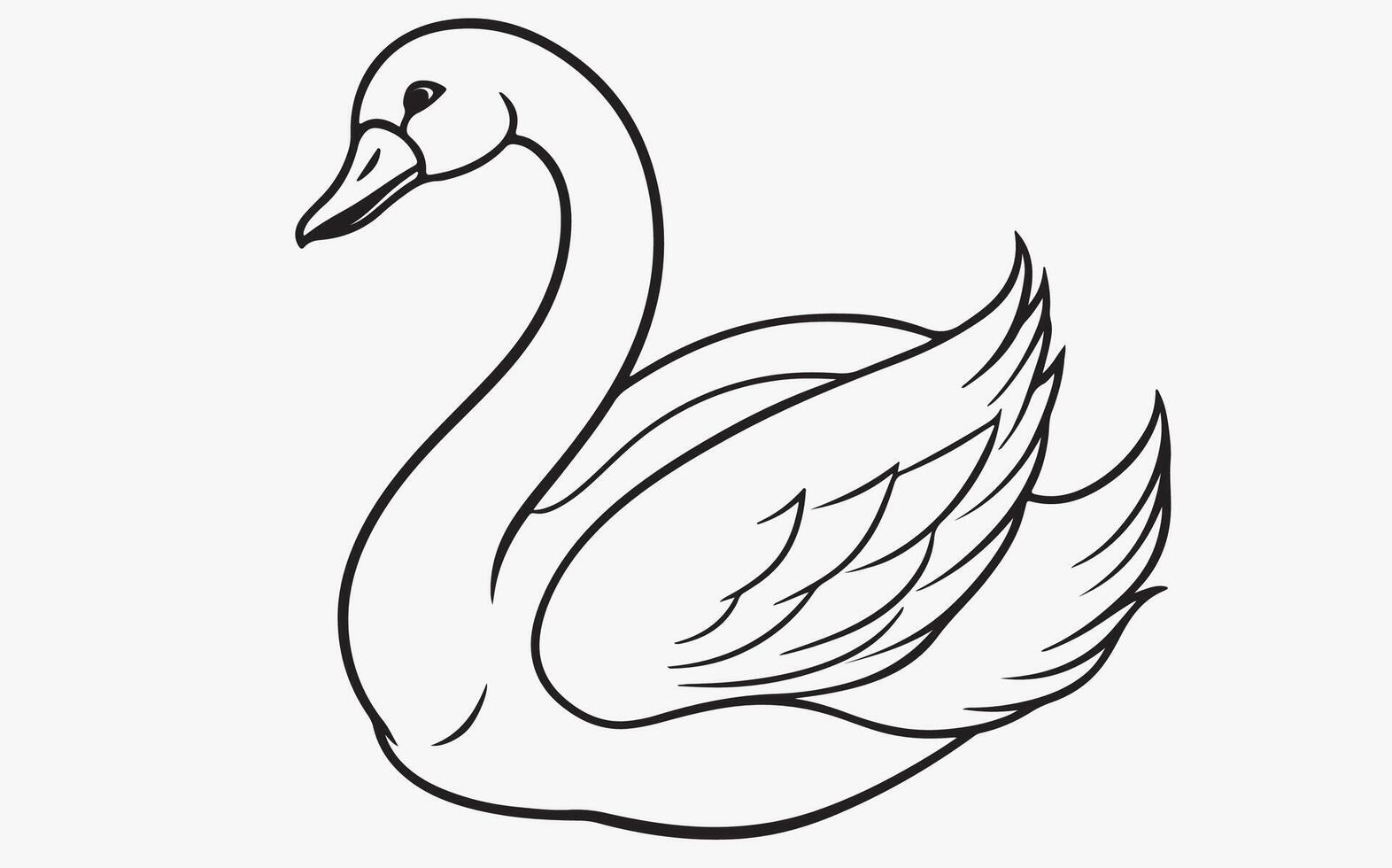 Beautiful Swan Bird Silhouette Line Art image vector