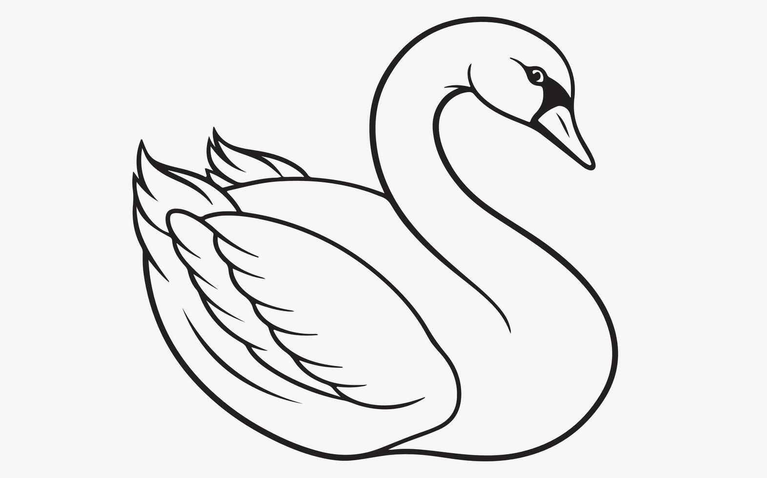 Beautiful Swan Bird Silhouette Line Art vector