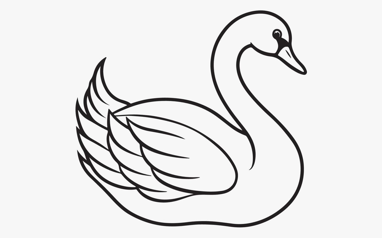 Beautiful Swan Bird line art image illustration vector