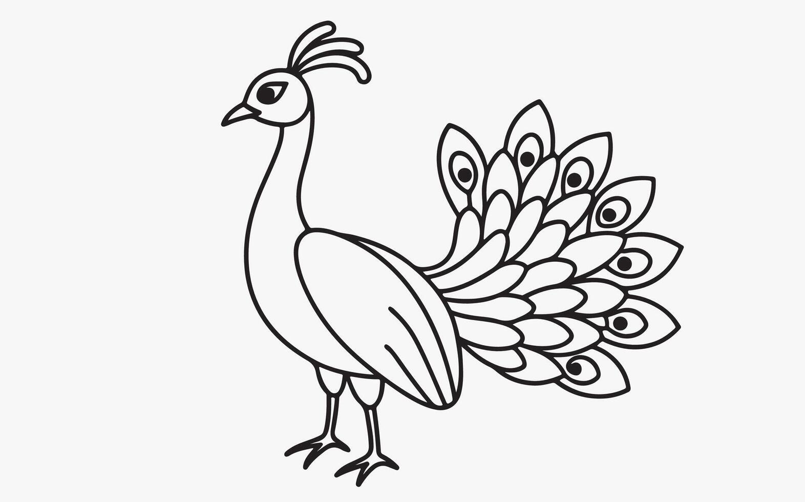 Pecock line art image illustration vector