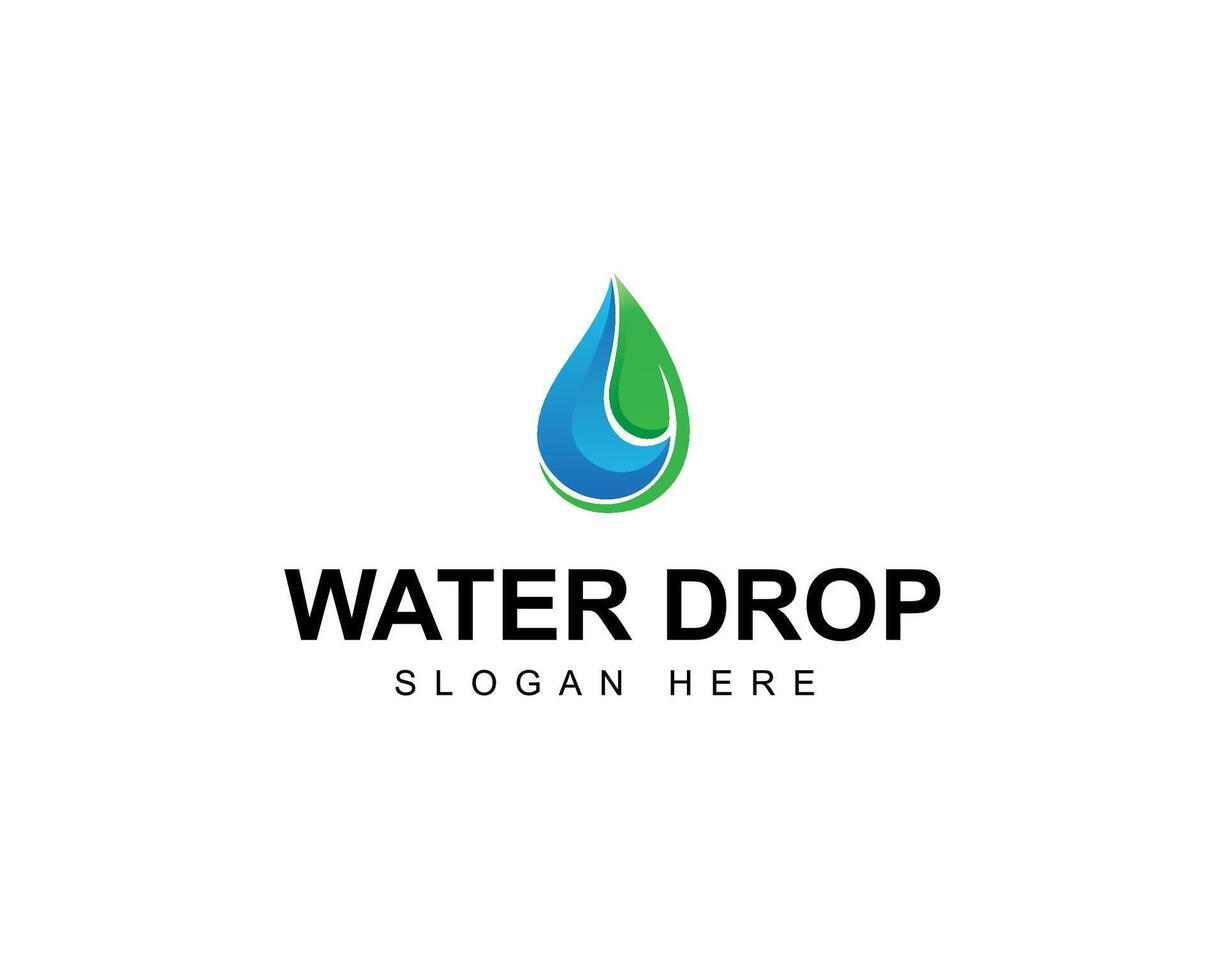 Water drop logo design with gradient color and nature leaf concept vector