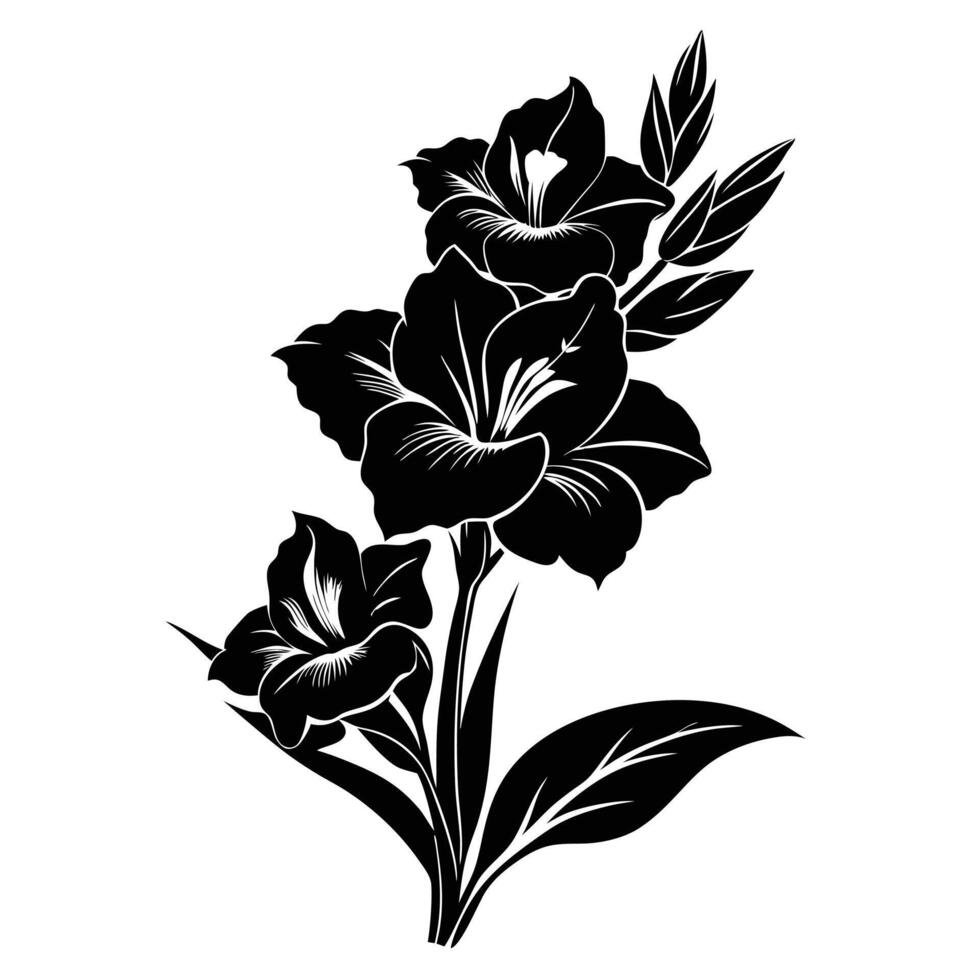 Black and white flower silhouette vector