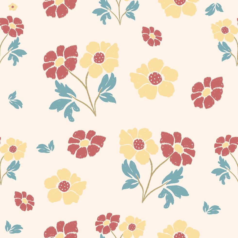 Floral pattern with flowers on a beige background vector
