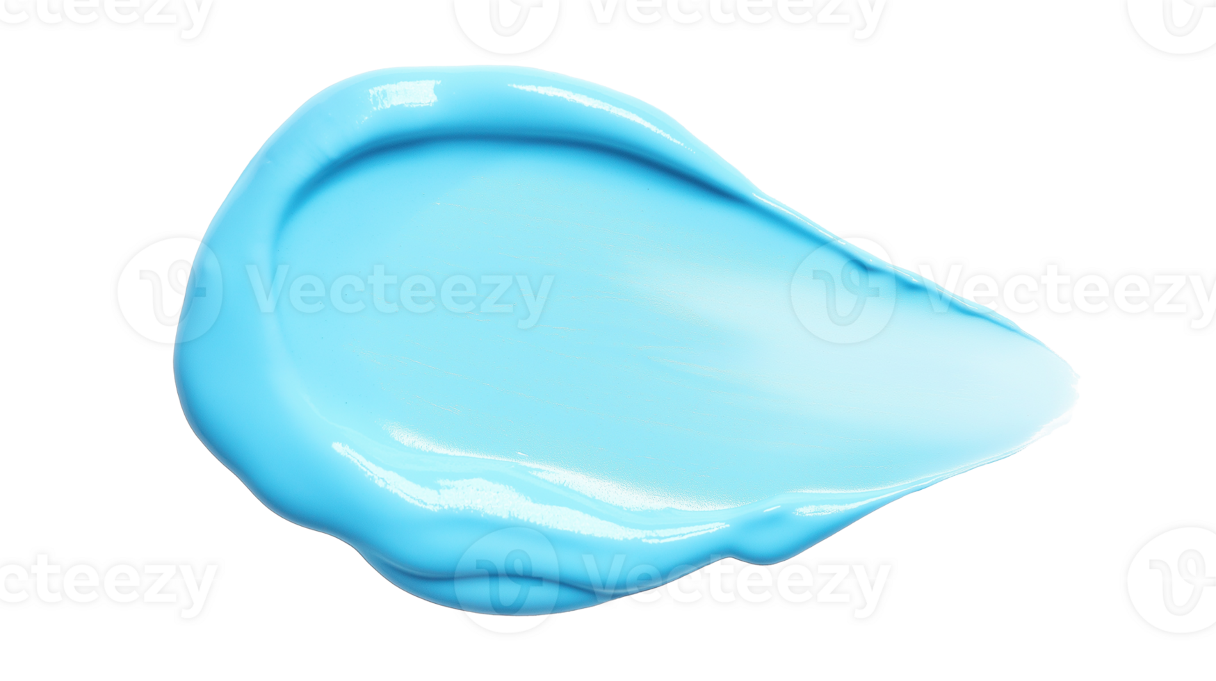 Smooth smear blue cream transparent image. Creamy hydrating texture of skincare beauty product isolated cutout 3d render. Paintstroke brushstroke cut out clipart design element png