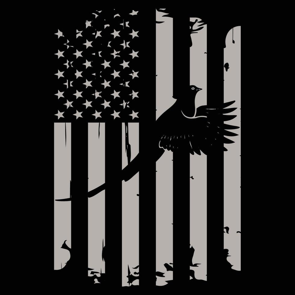 Pheasant Bird Hunting American Flag T Shirt design vector