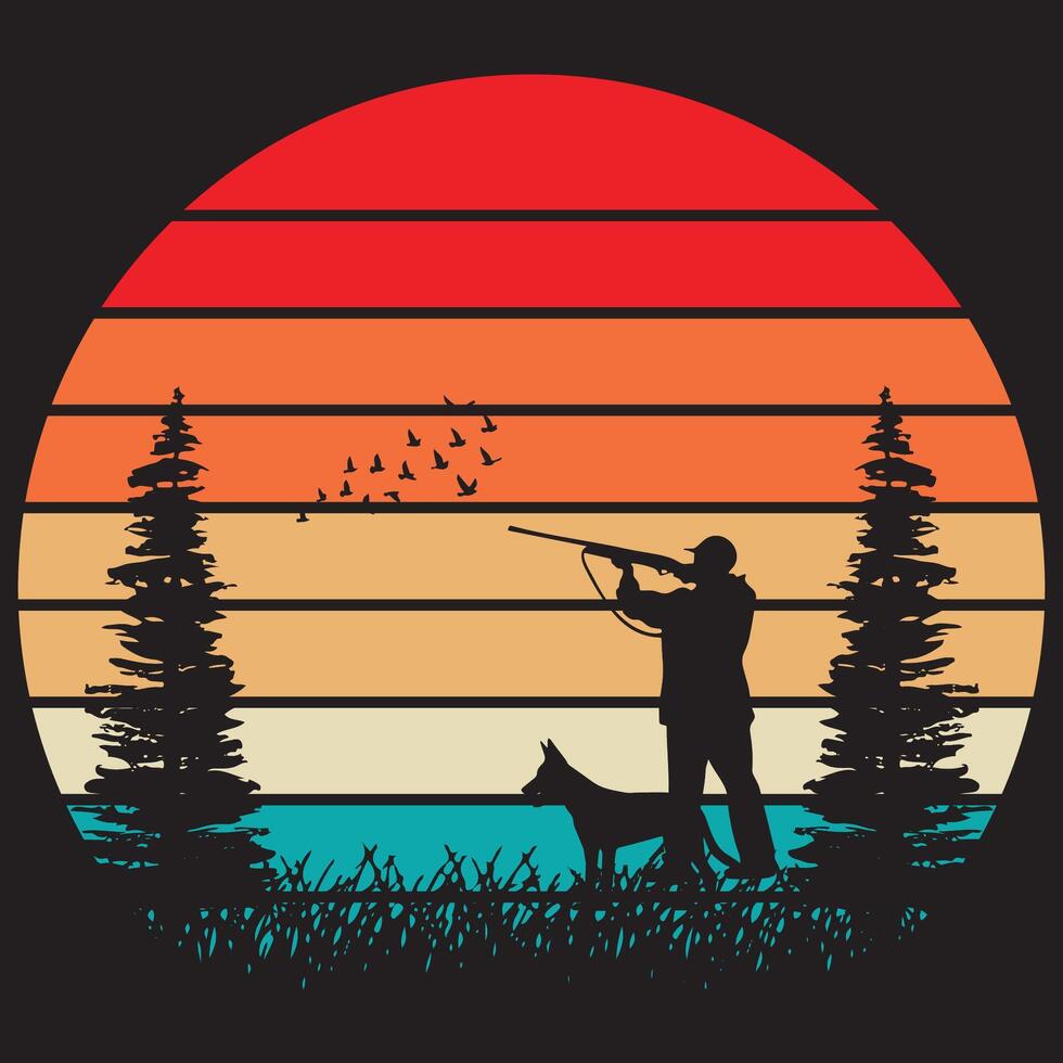 Funny Hunters Lover Retro Vintage t shirt design vector