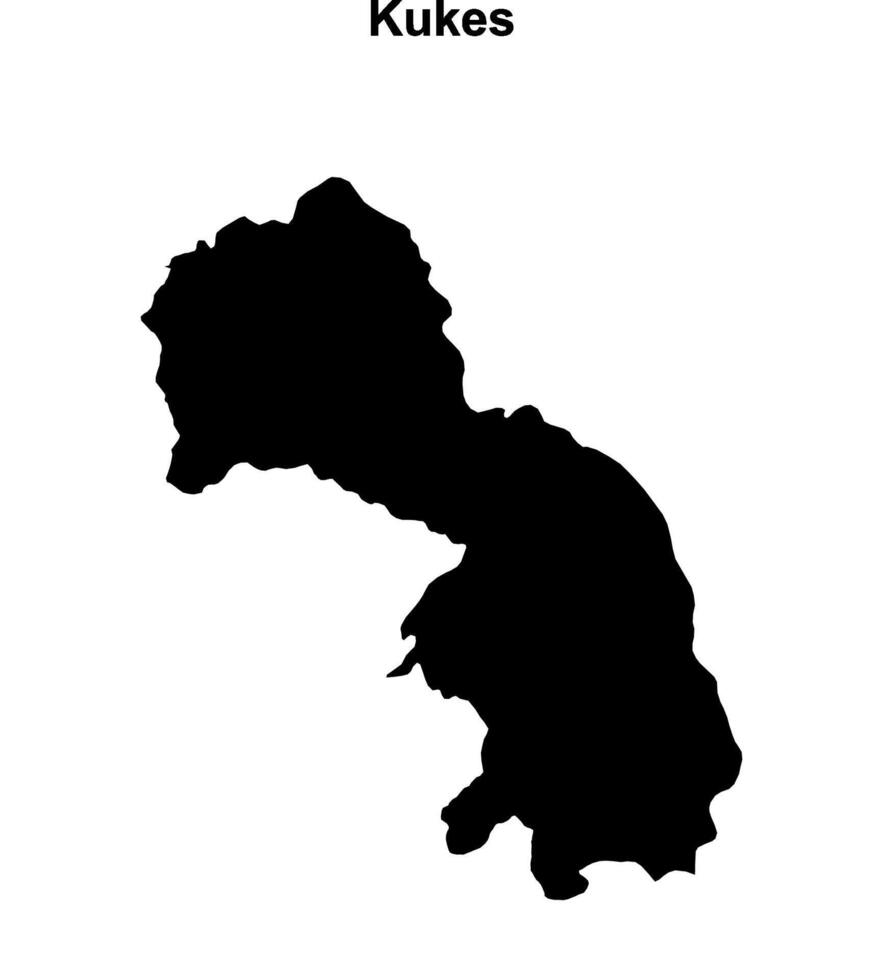 Kukes county blank outline map vector