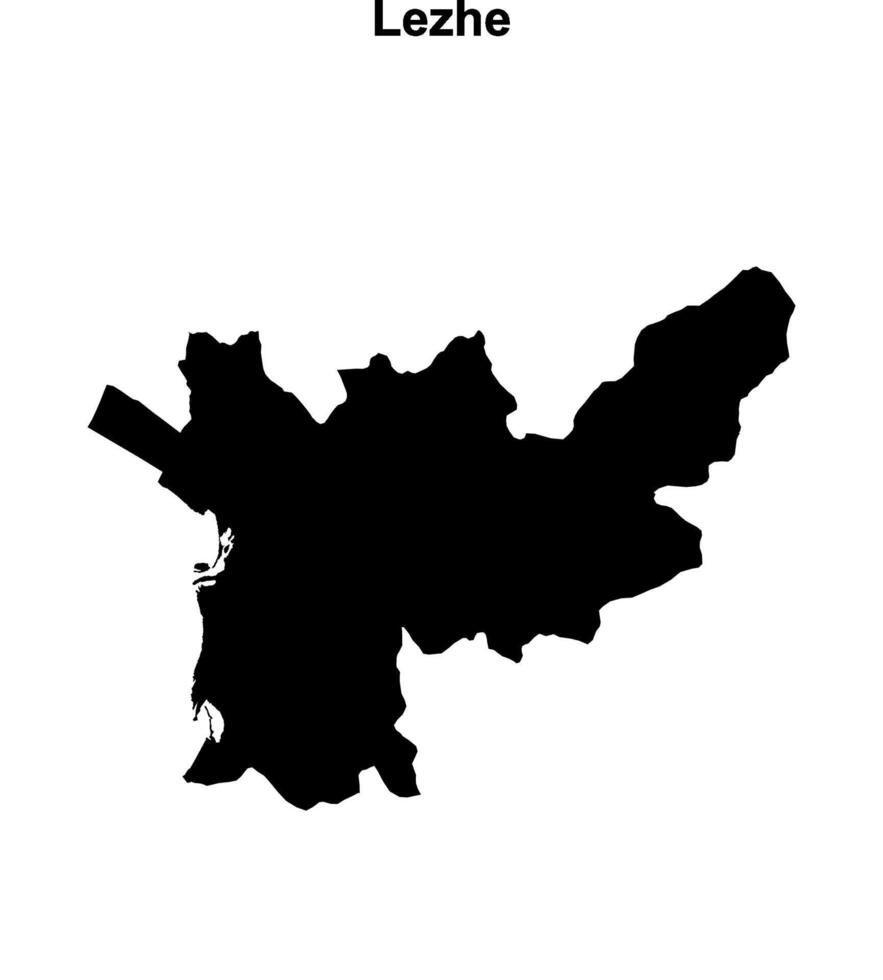 Lezhe county blank outline map vector