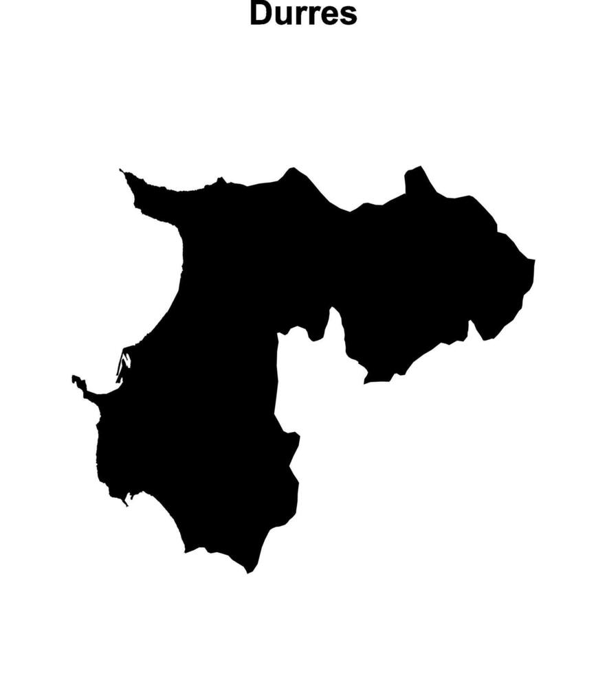 Durres county blank outline map vector