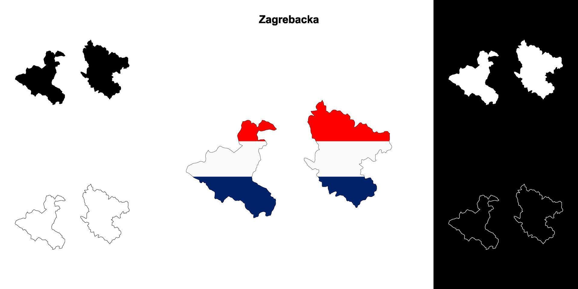 Zagrebacka county outline map set vector