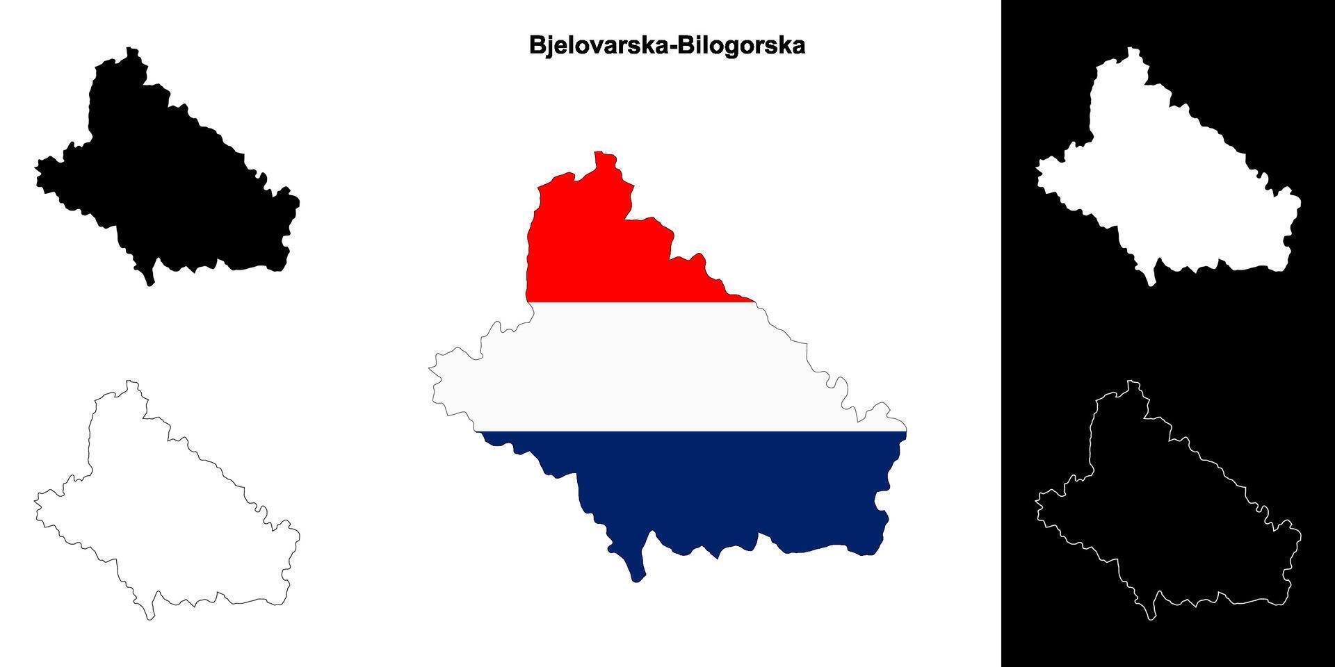 Bjelovarska-Bilogorska county outline map set vector