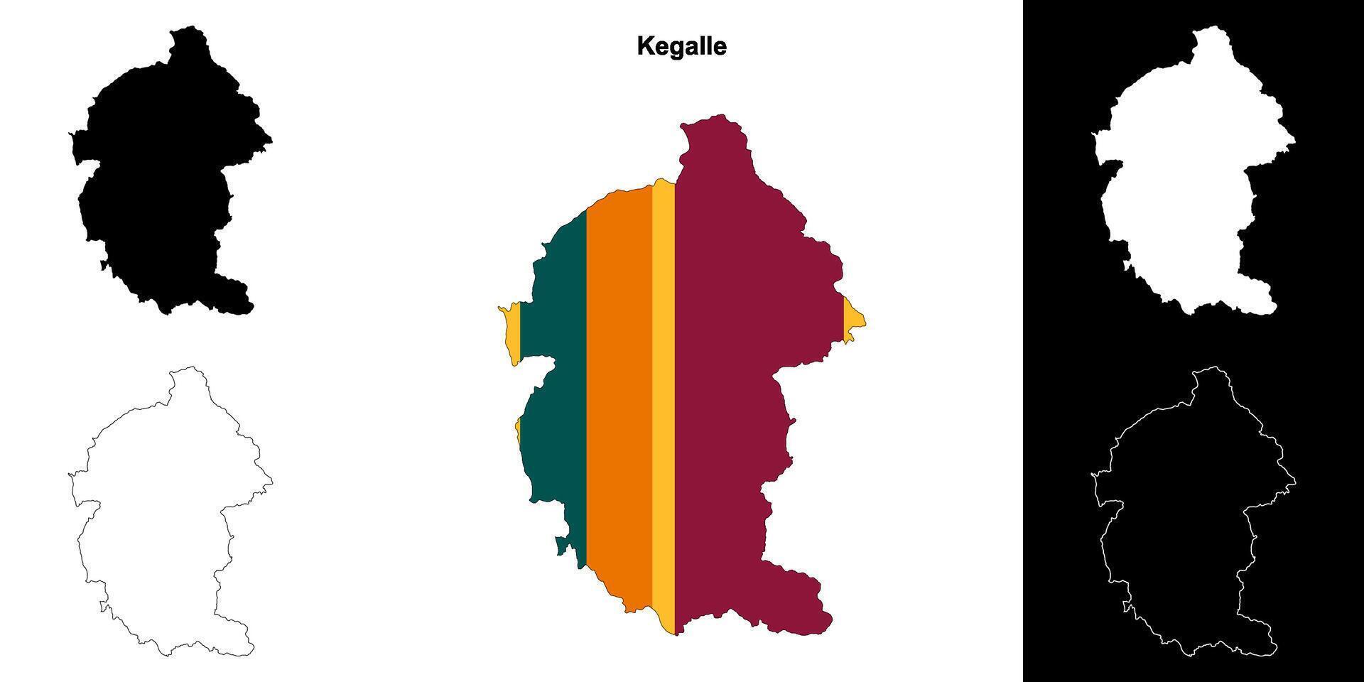 Kegalle district outline map set vector