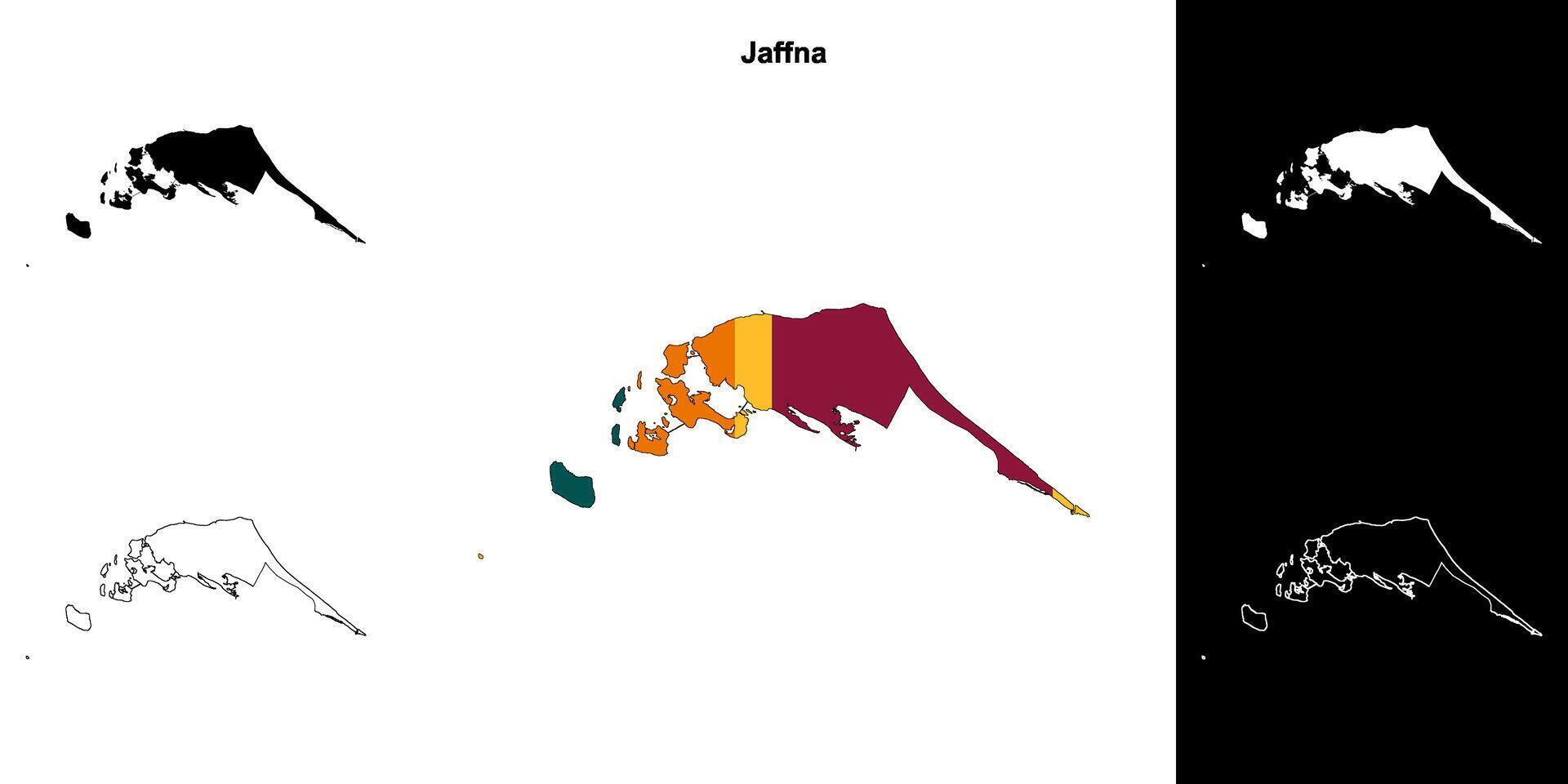 Jaffna district outline map set vector