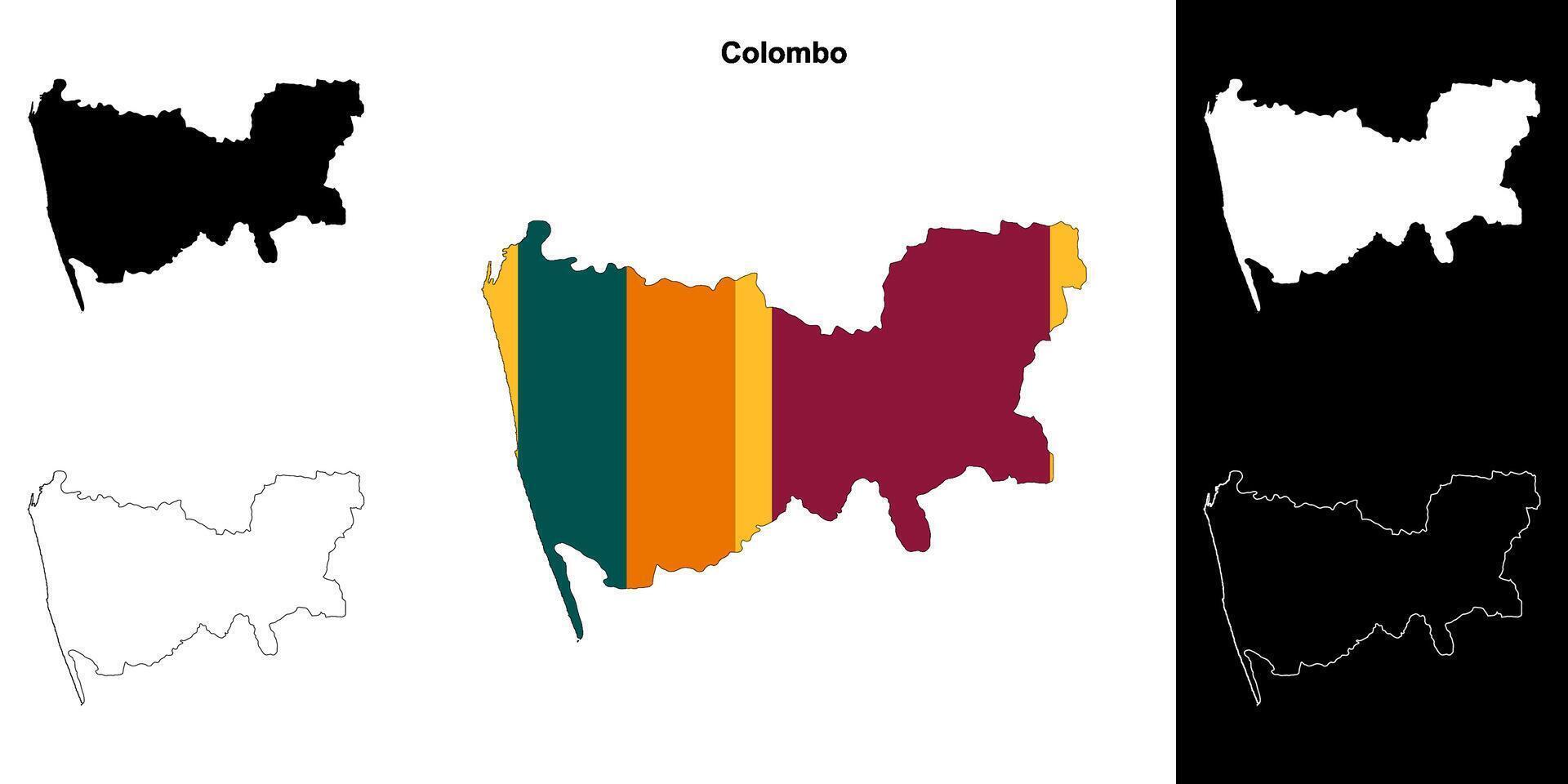 Colombo district outline map set vector