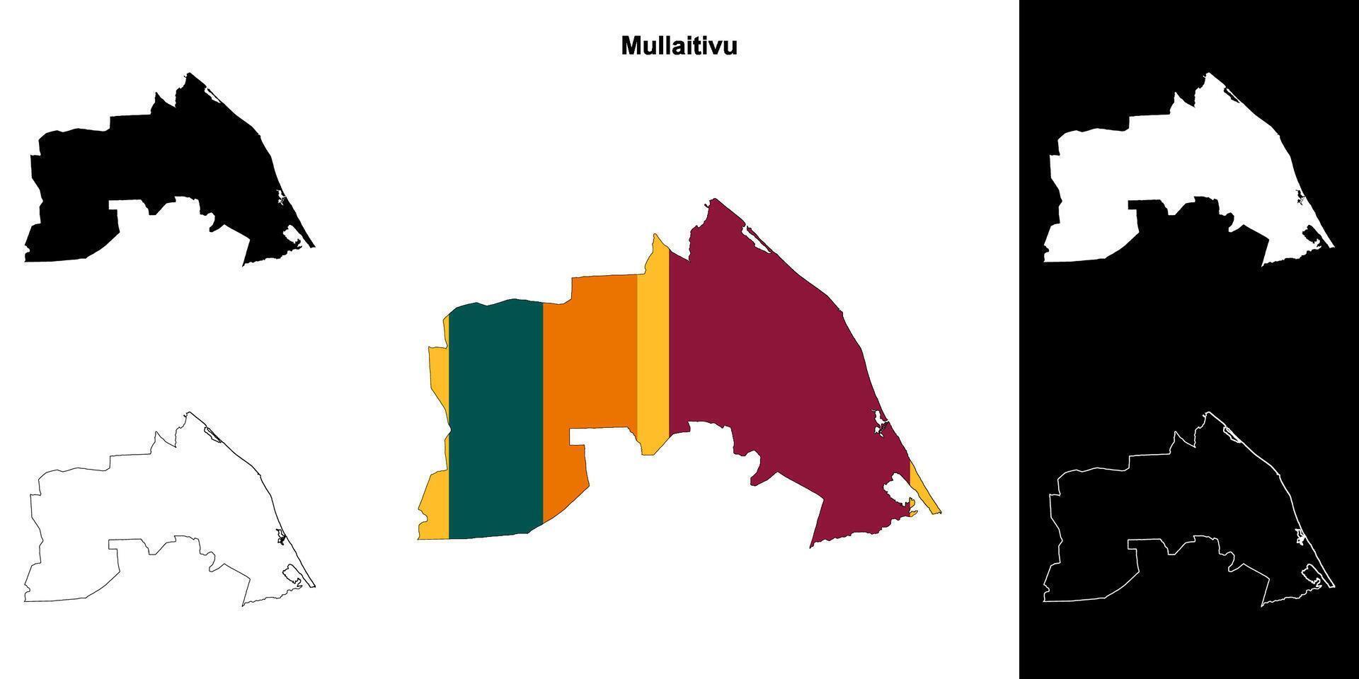 Mullaitivu district outline map set vector