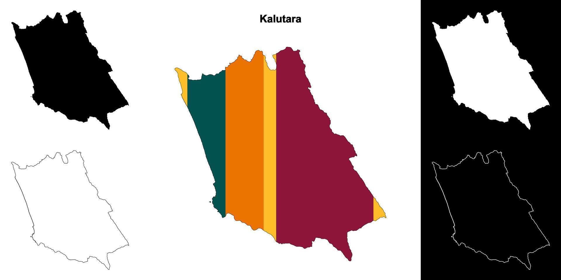 Kalutara district outline map set vector