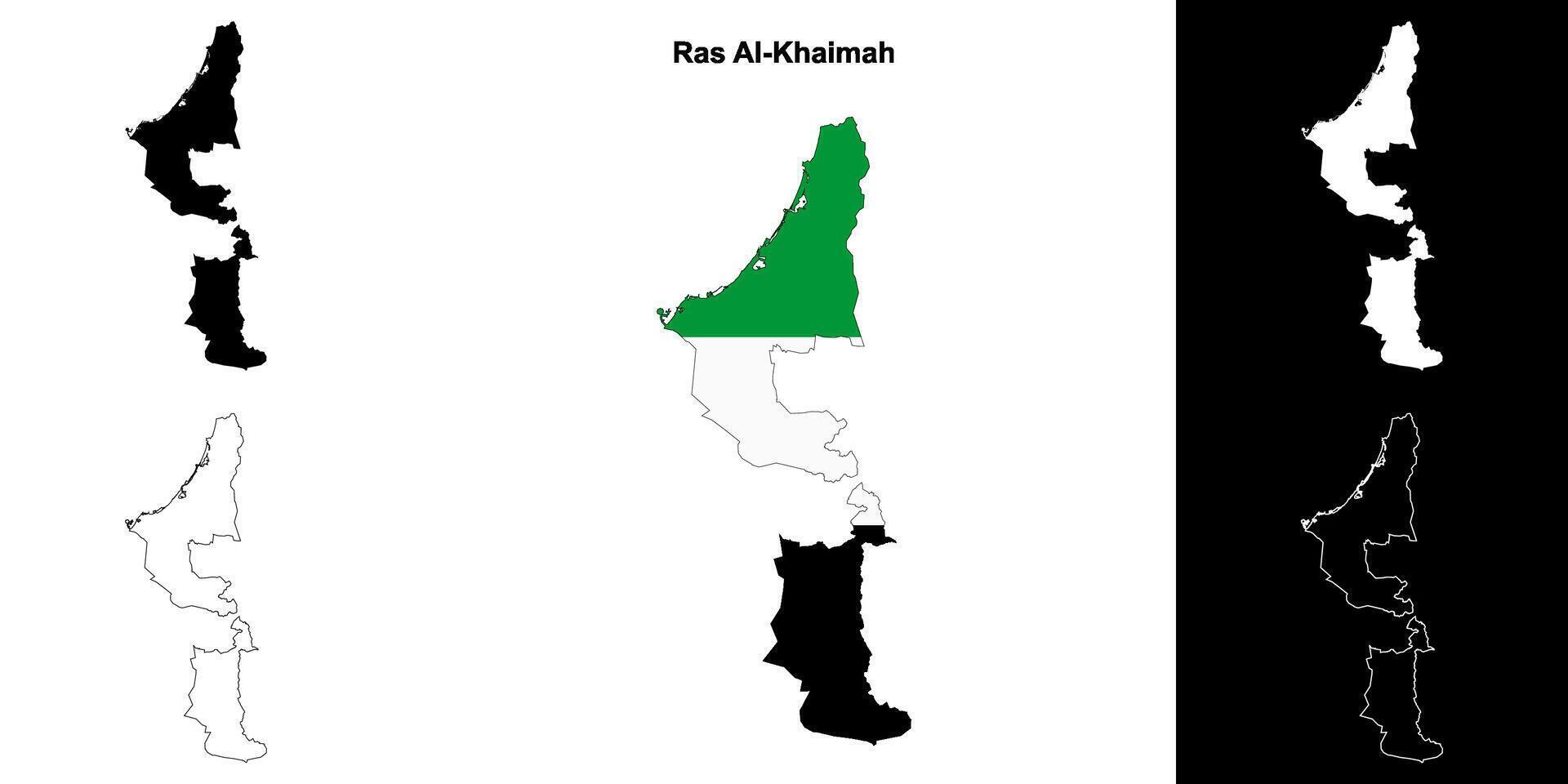 Ras Al-Khaimah emirate outline map set vector