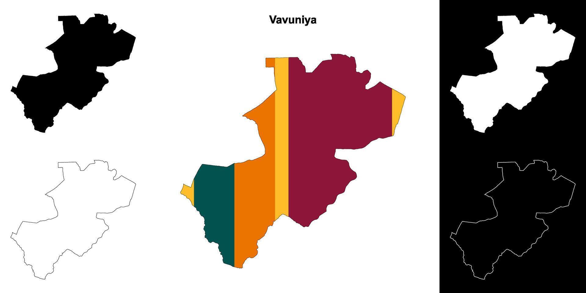 Vavuniya district outline map set vector