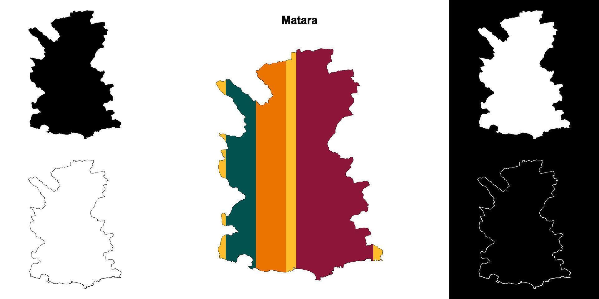 Matara district outline map set vector