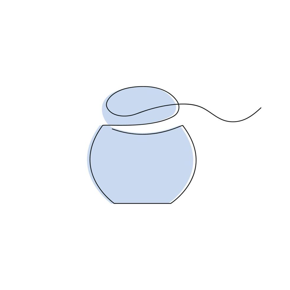 Dental floss in one continuous line in color. One line drawing, minimalism. vector