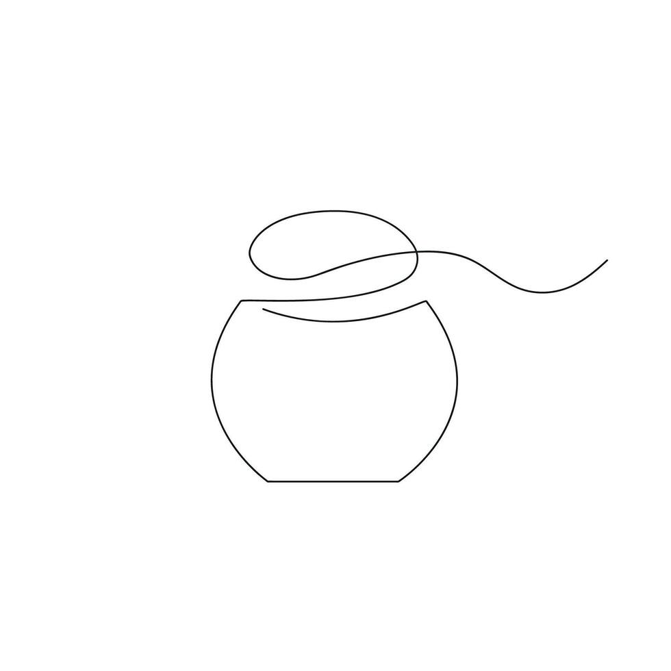 Dental floss in one continuous line. One line drawing, minimalism. vector