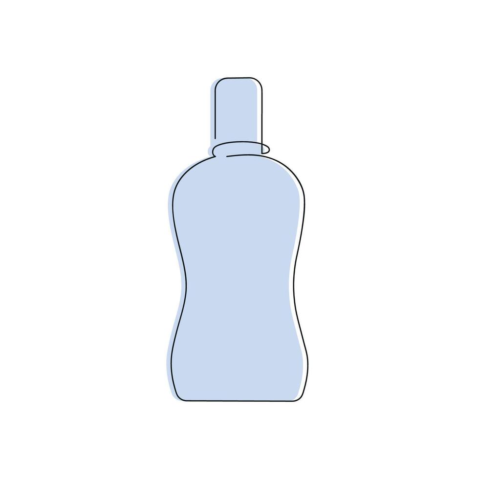 Mouthwash in one continuous line in color. One line drawing, minimalism. vector