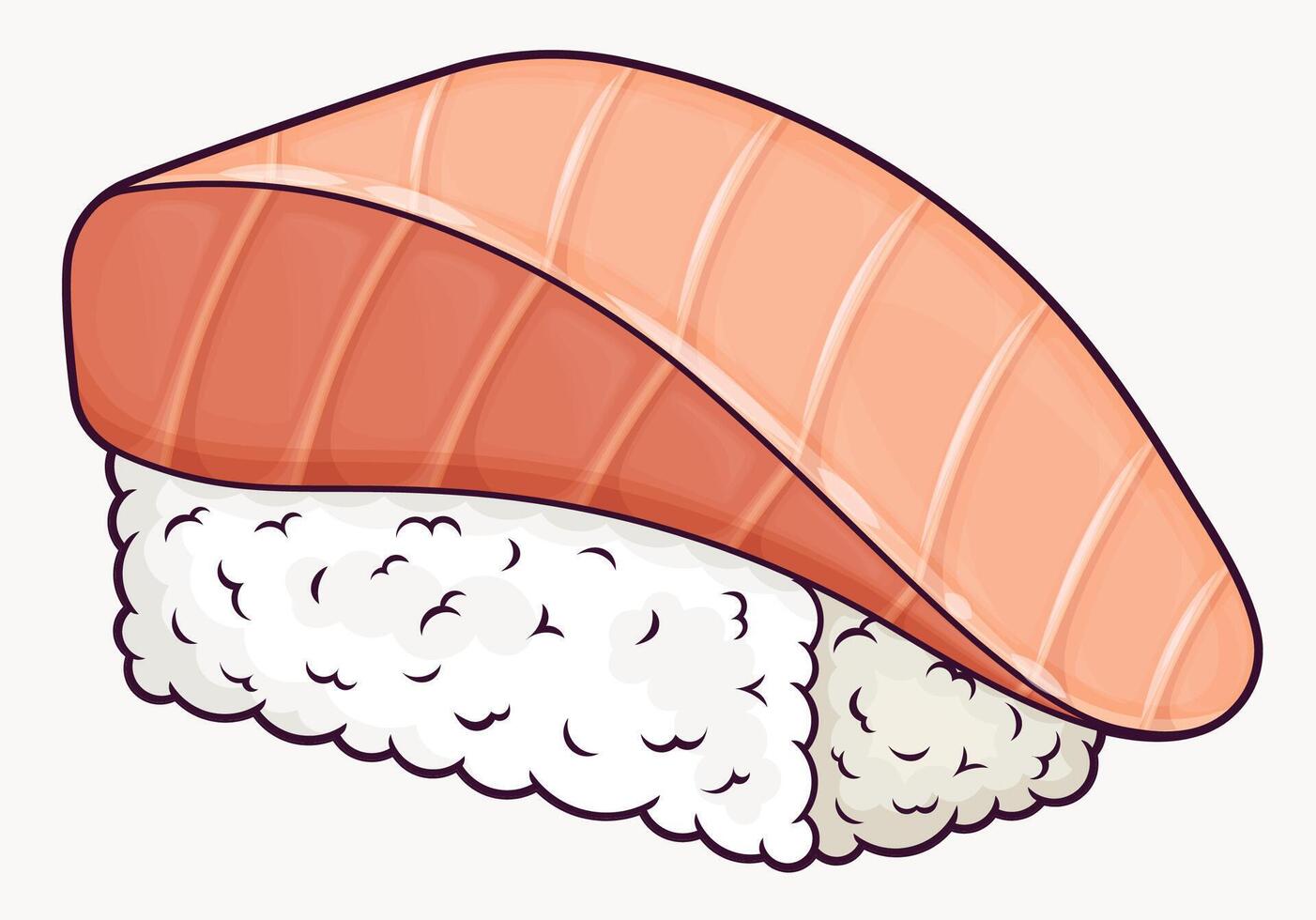 Suzuki sushi icon with fish fillets. Traditional Japanese food. Isolated illustration vector