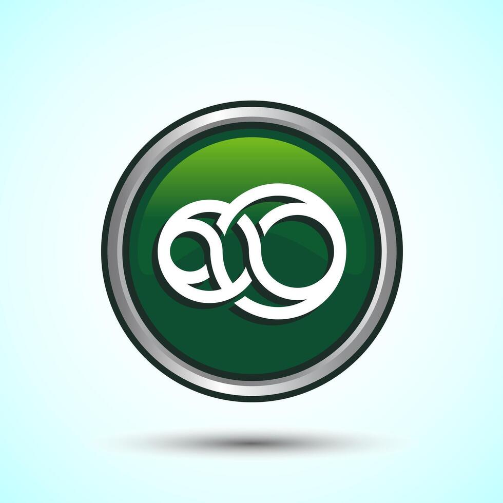 Infinity, Eternity, Icon Design Illustration, Endless Icon For Apps and Websites, Green Color Round Button Design vector