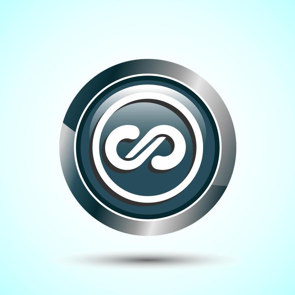 Infinity, Eternity, Icon Design Illustration, Endless Icon For Apps and Websites, Gray Color Round Button Design vector