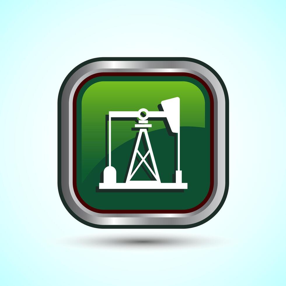 Oil Pump Icon Design Illustration, Industrial Icon For Apps and Websites, Green Color Square Button Design vector