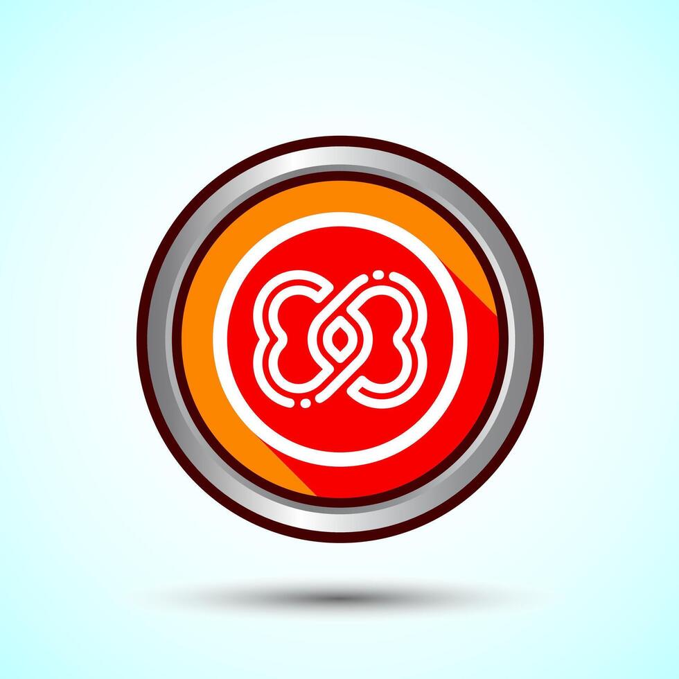 Infinity, Eternity, Icon Design Illustration, Endless Icon For Apps and Websites, Orange Shadow Button Design vector
