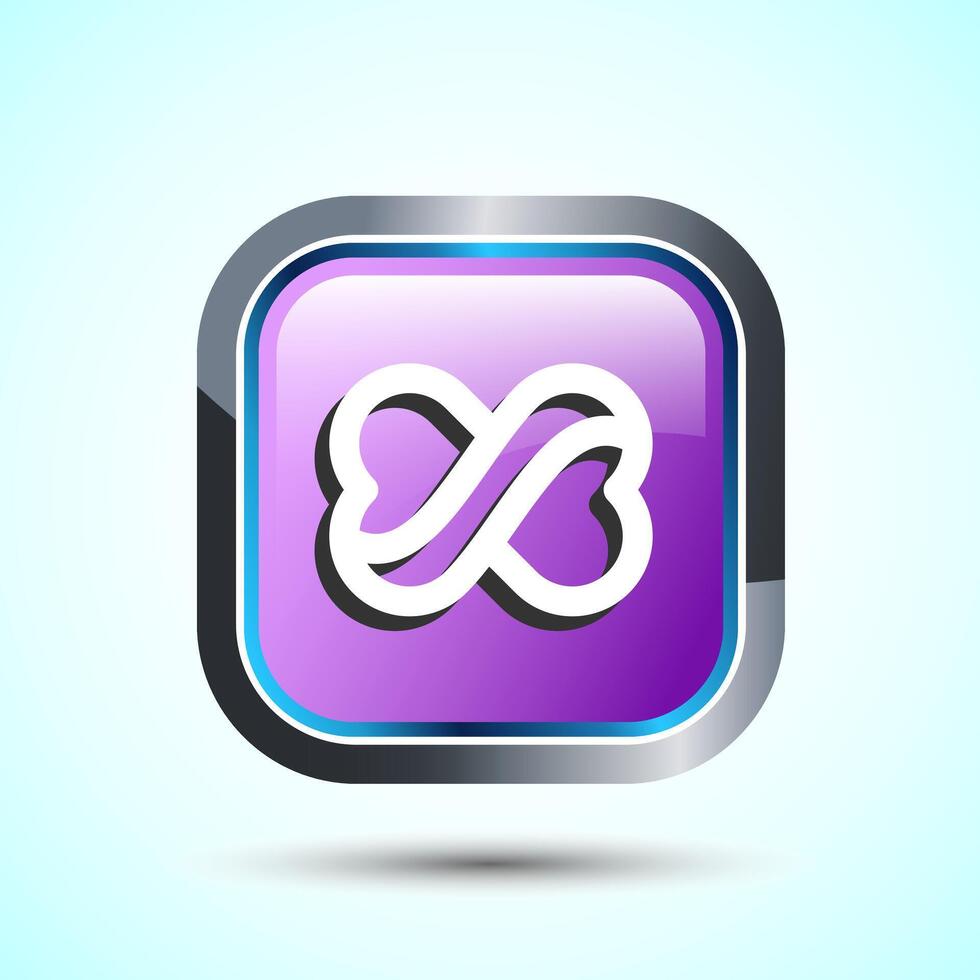 Infinity, Eternity, Icon Design Illustration, Endless Icon For Apps and Websites, Pink Color Square Button Design vector