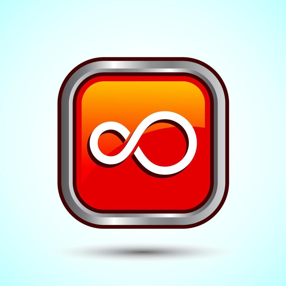 Infinity, Eternity, Icon Design Illustration, Endless Icon For Apps and Websites, Orange Color Square Button Design vector
