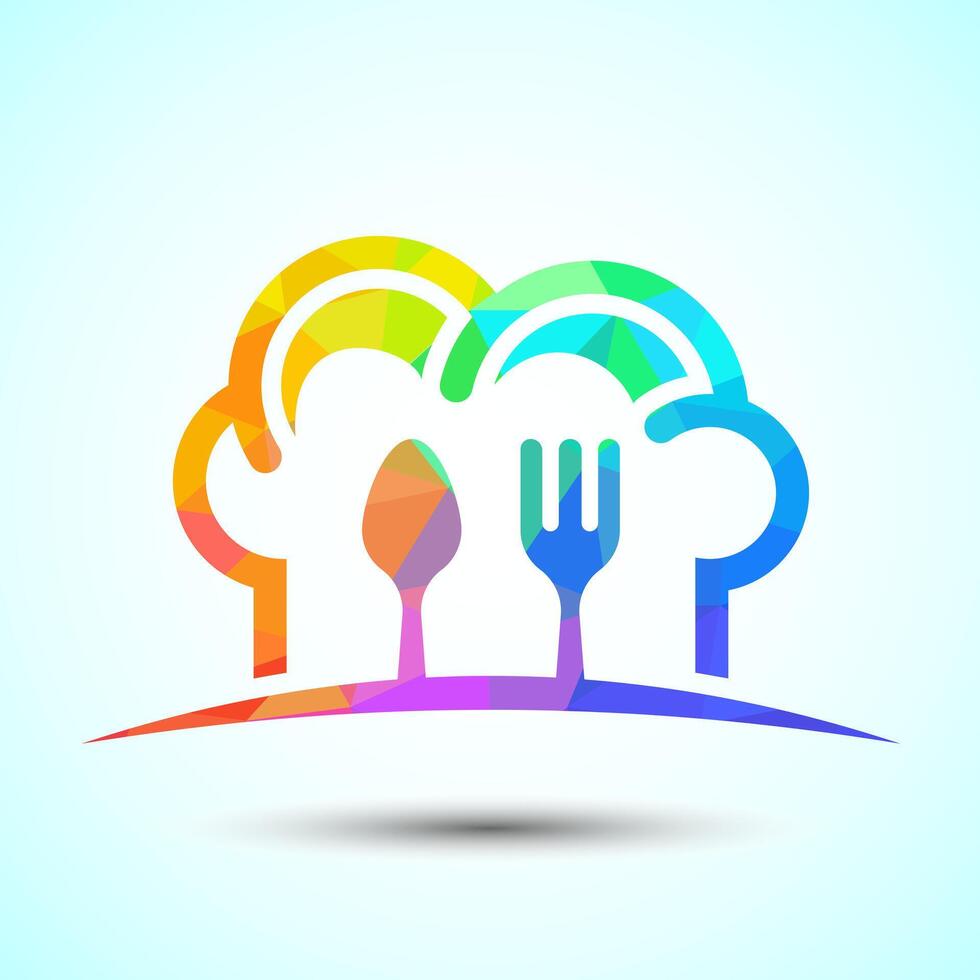 Low poly chef logo design. Logo for restaurant and catering business and company vector