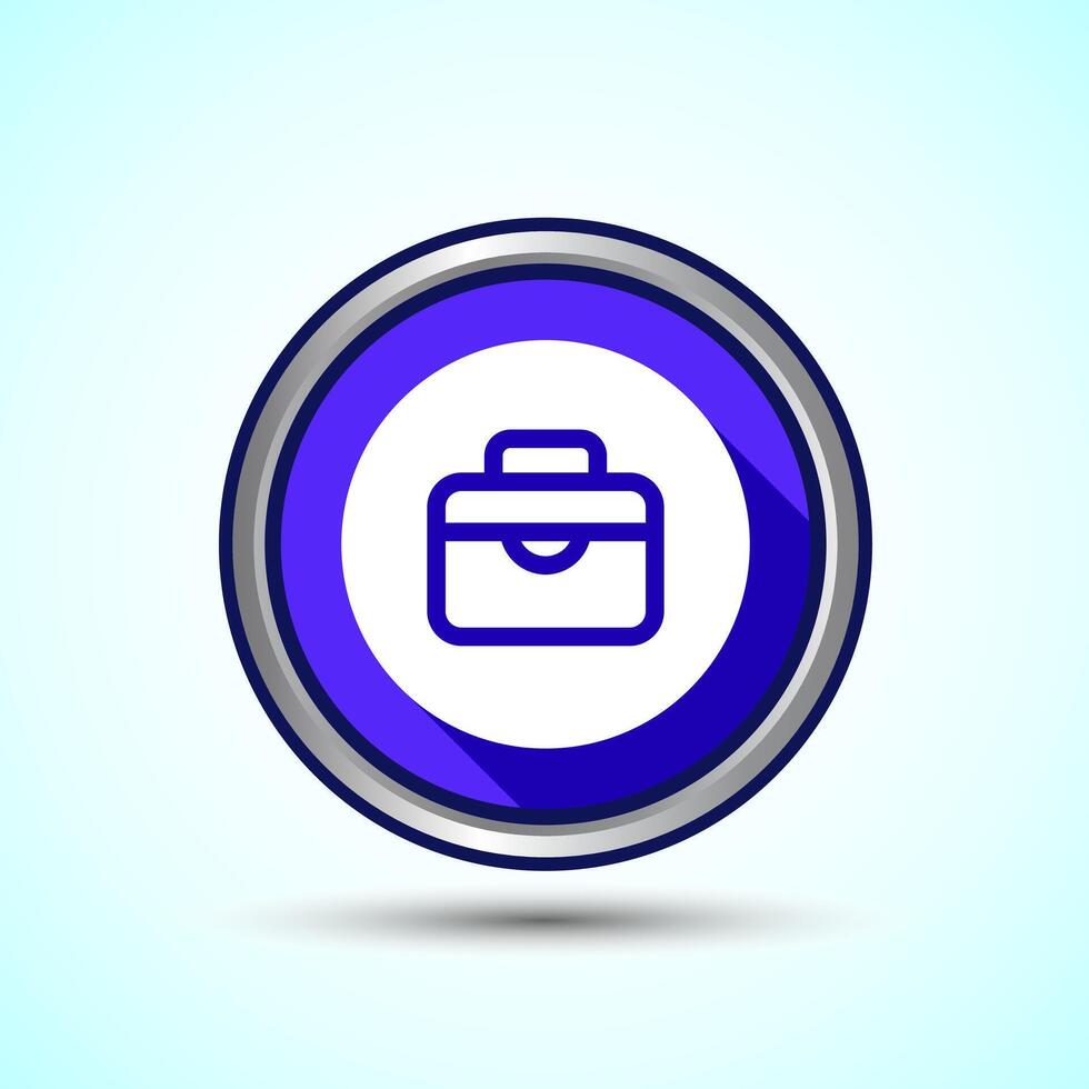 Briefcase Icon Design Illustration, Bag Icon For Apps and Websites, Blue Shadow Button Design vector