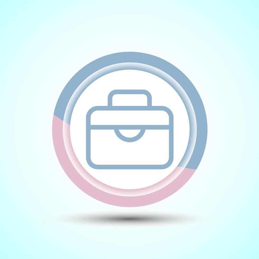 Briefcase Icon Design Illustration, Bag Icon For Apps and Websites, Pastel Color Button Design vector