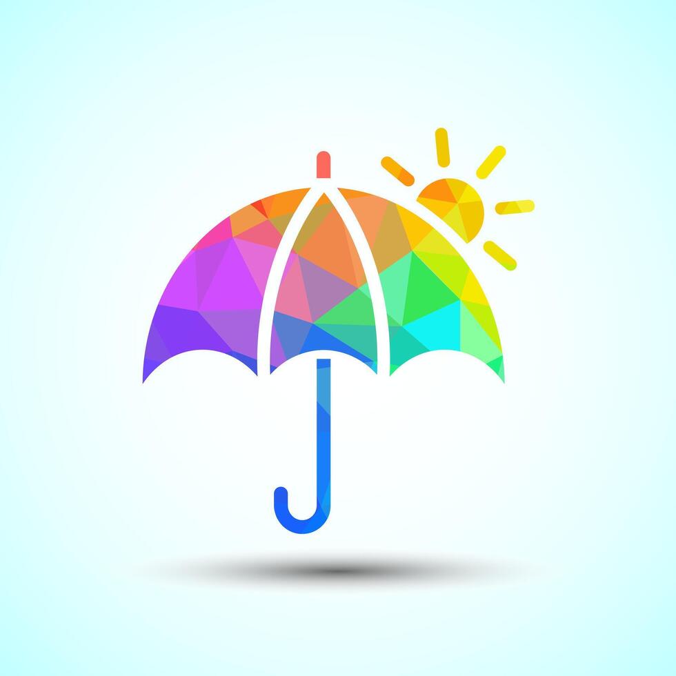 Umbrella logo design, Polygonal umbrella sign vector