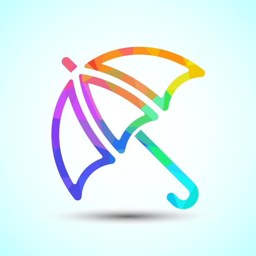 Umbrella logo design template, Polygonal umbrella vector